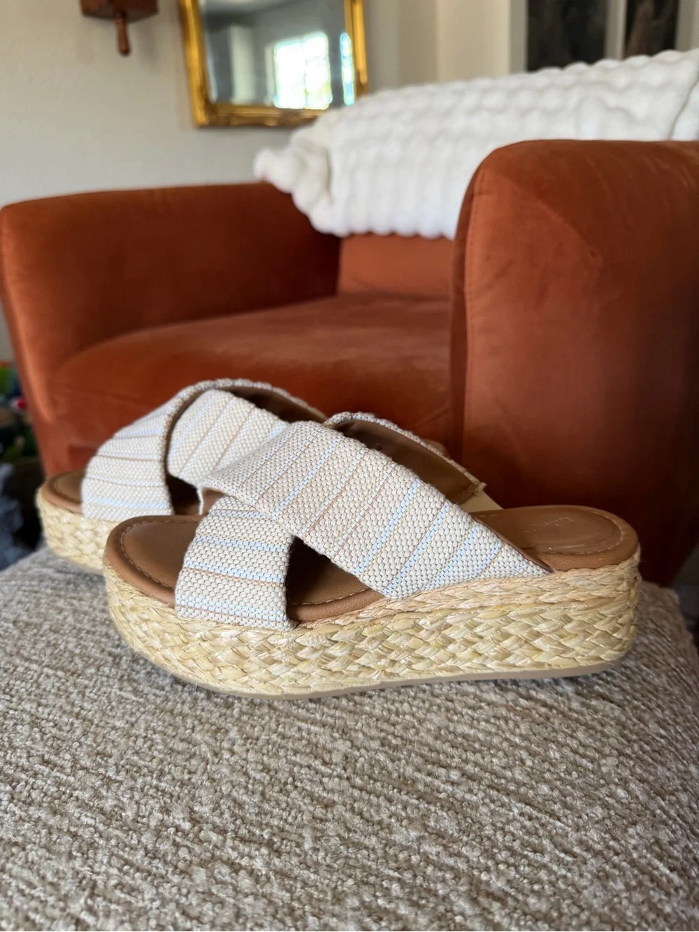 Universal Thread Cream Woven Platform Sandals